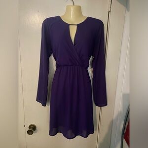 Everly Deep Purple Long Sleeve Dress Small